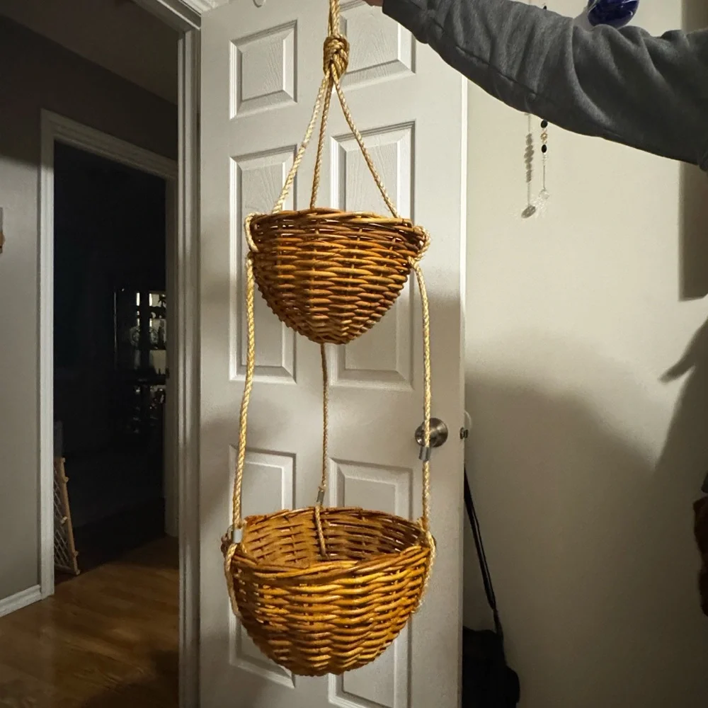 Rustic Woven Hanging Baskets with Rope - Picture 4 of 4